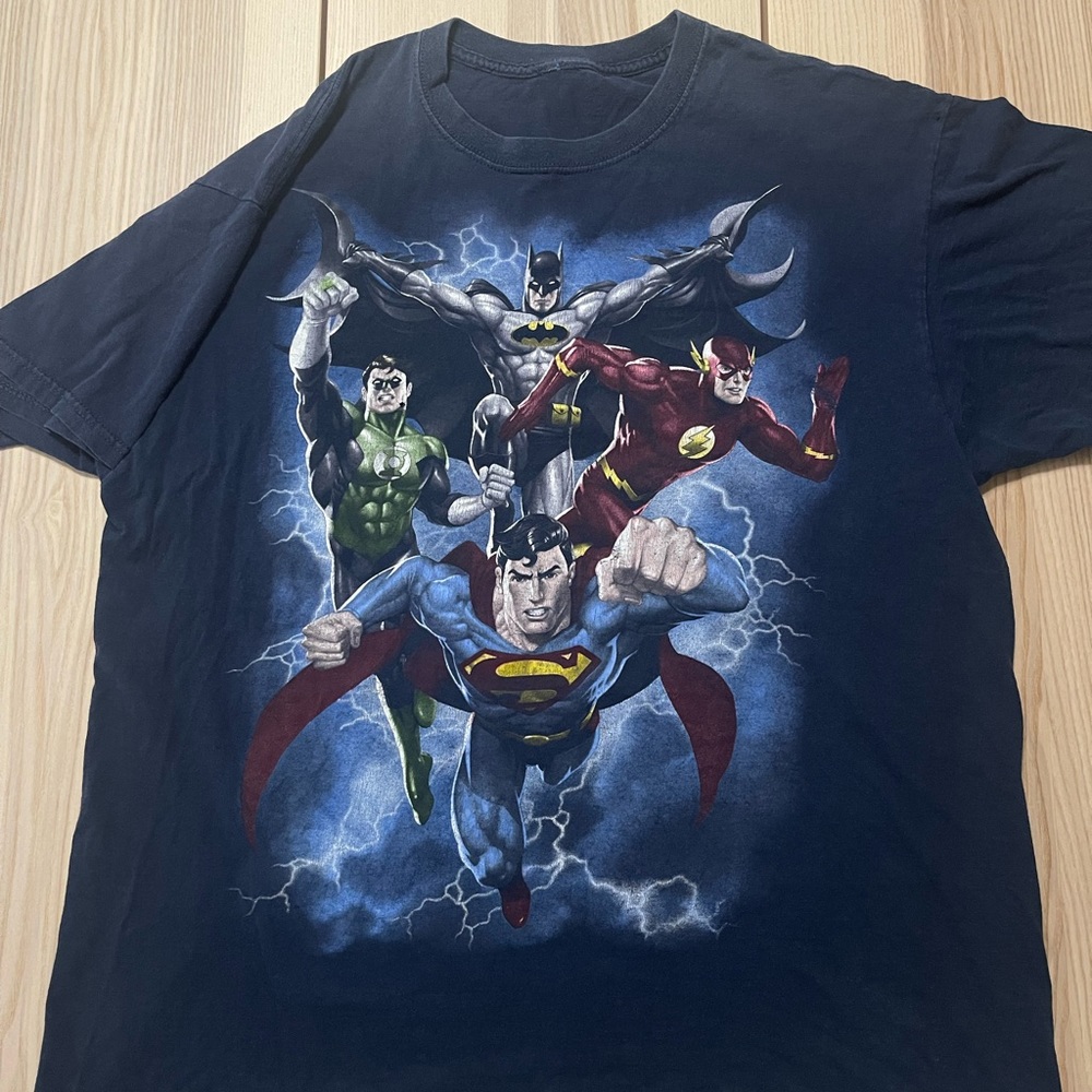 Vintage Y2K Justice League Batman Flash Superman Green‎ Lantern Shirt